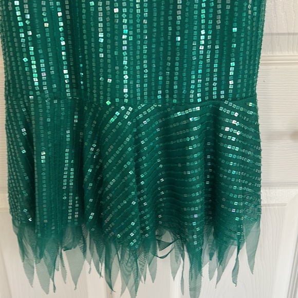 Vintage Emerald Green Retro Sequin Cocktail MIDI Dress Size 0 - Picture 14 of 14